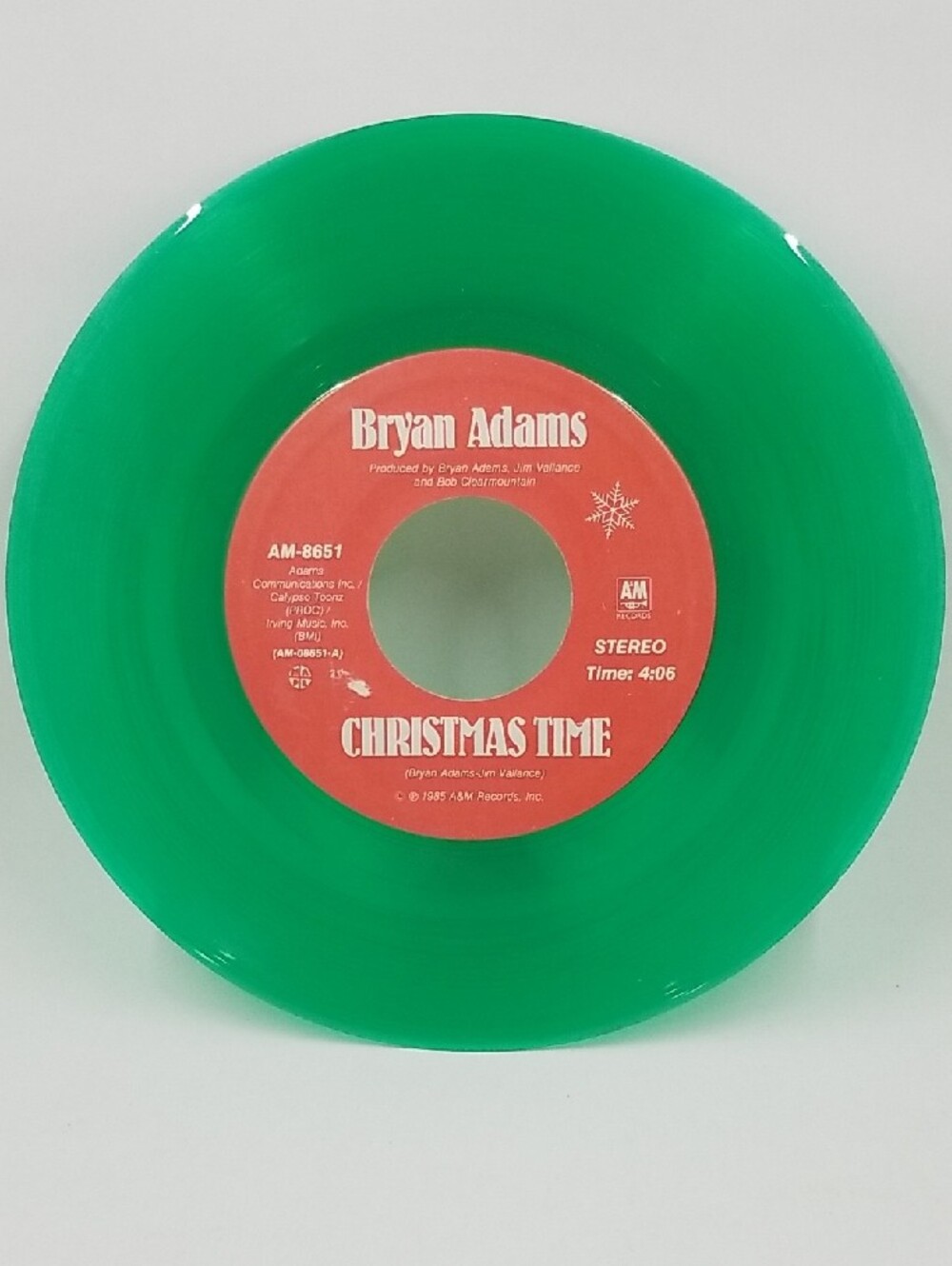 Bryan Adams - Christmas Time And Reggae Christmas - 7" Vinyl Single Green Vinyl
